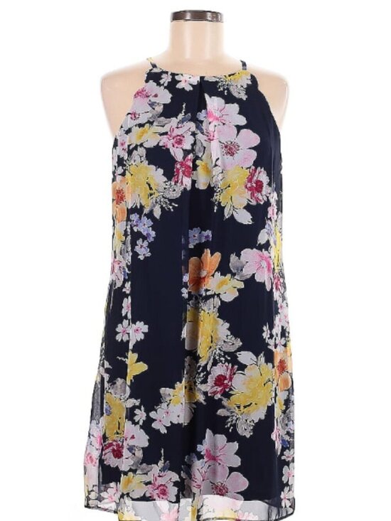 Fortune & Ivy Dresses & Skirts - Fortune + Ivy Navy Floral Chiffon Sleeveless Dress Size M NWT